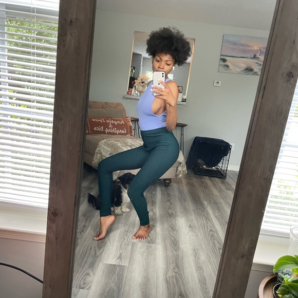 Green/Black Plaid Skinny Pants - Picture 4 of 15